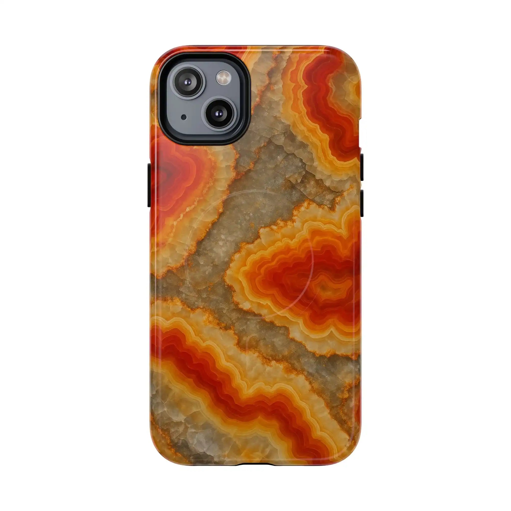 Agate Glow Marble iPhone Case Orange Geode Stone Design with MagSafe - Shamo's