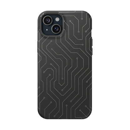 Black Circuit Board Design iPhone Case | MagSafe  Shamo's iPhone 15 Plus / Matte