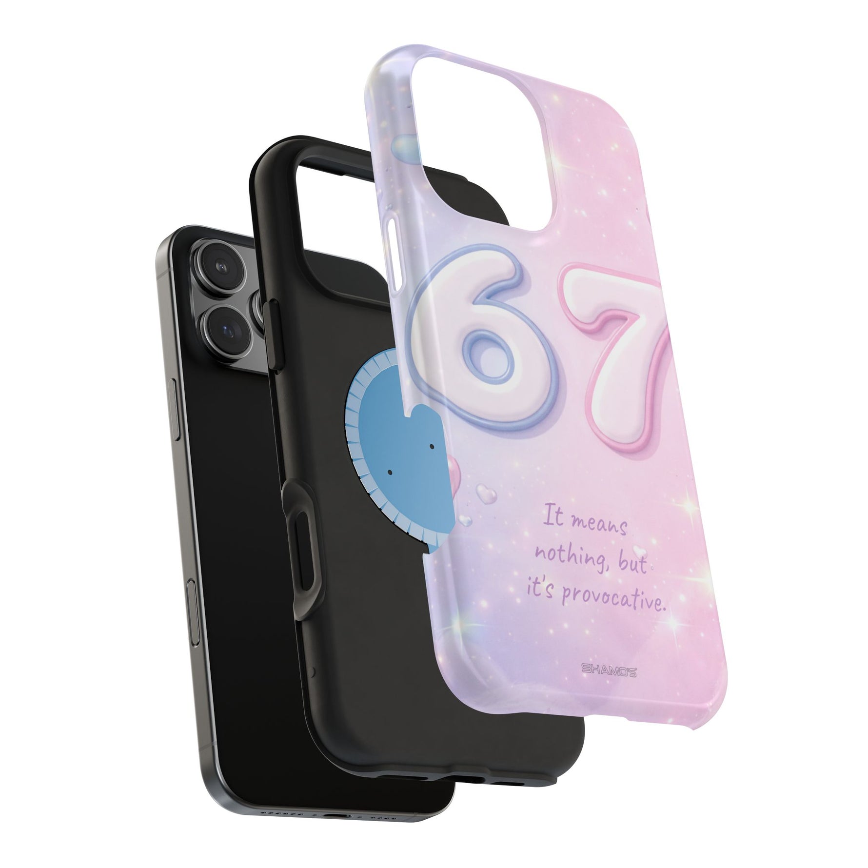 6 7 Viral TikTok Trend Pastel Aesthetic Magnetic Impact-Resistant iPhone Case, Personalizable Text and MagSafe Compatible