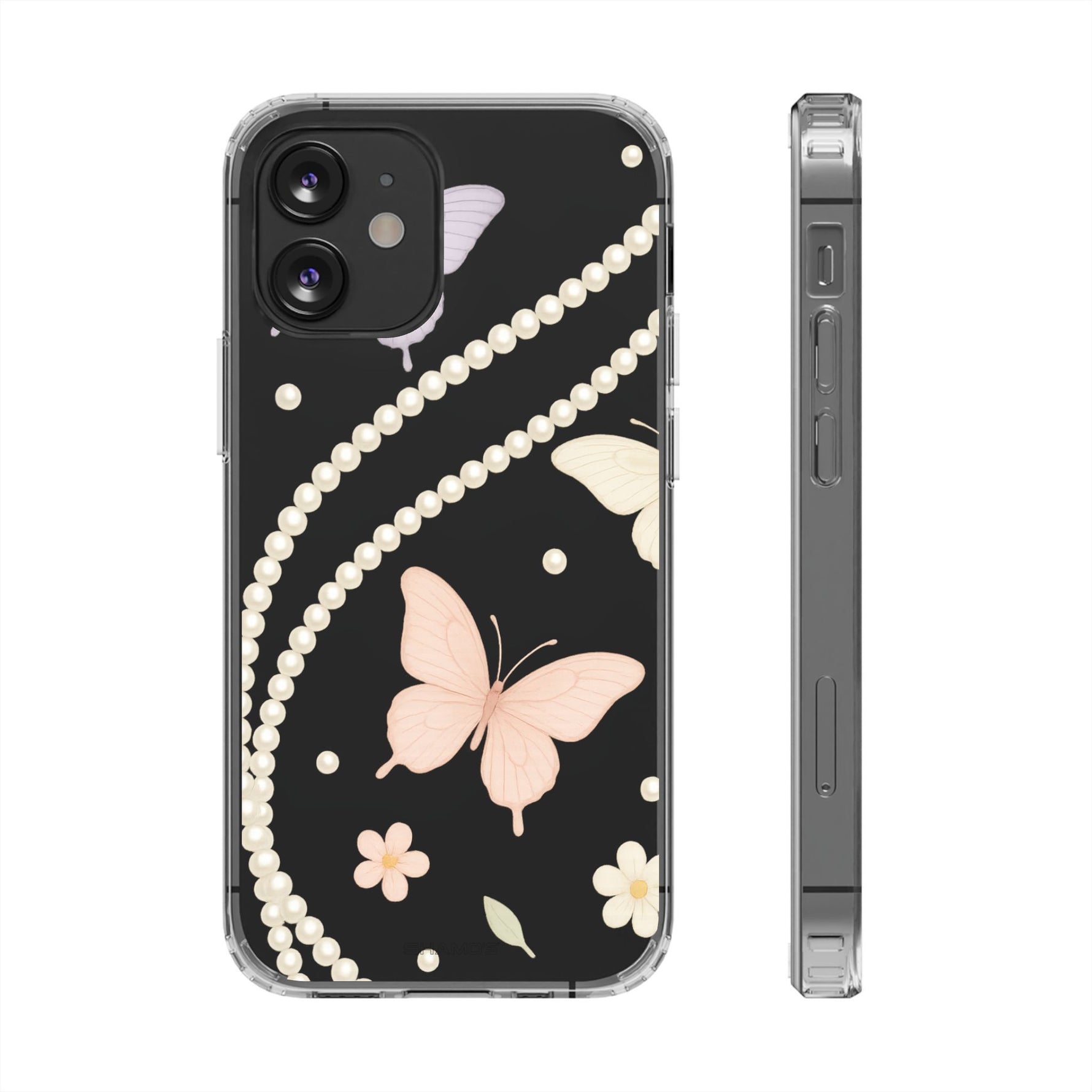 Butterfly Pearl Impact-Resistant Clear iPhone Case - iPhone 12 Mini / Without gift packaging - Shamo's