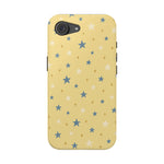 Prairie Stars – Yellow and Blue Star MagSafe Phone Case, glossy iPhone 16e, rear view