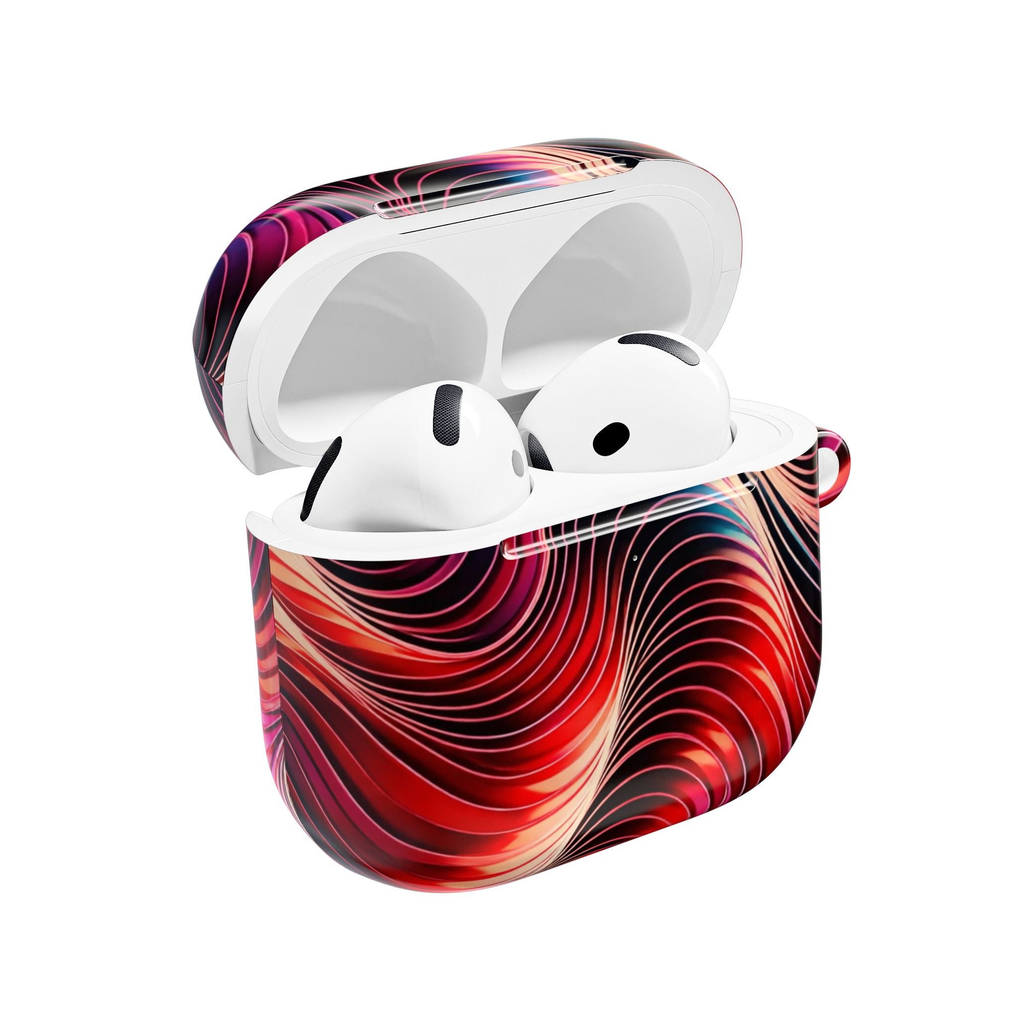 AirPods Case,  Red & Pink Abstract Wave Pattern Protective Cover