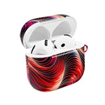 AirPods Case,  Red & Pink Abstract Wave Pattern Protective Cover