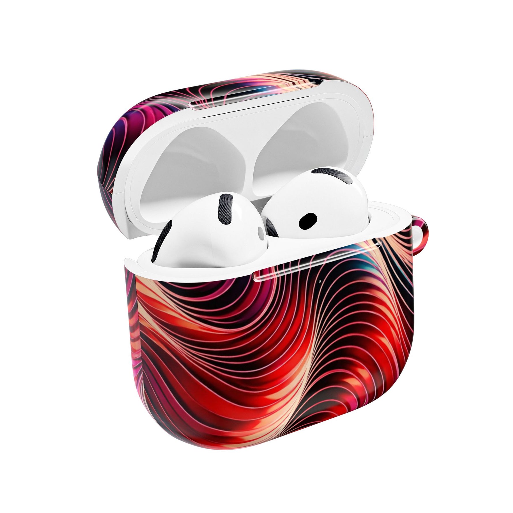 AirPods Case,  Red & Pink Abstract Wave Pattern Protective Cover
