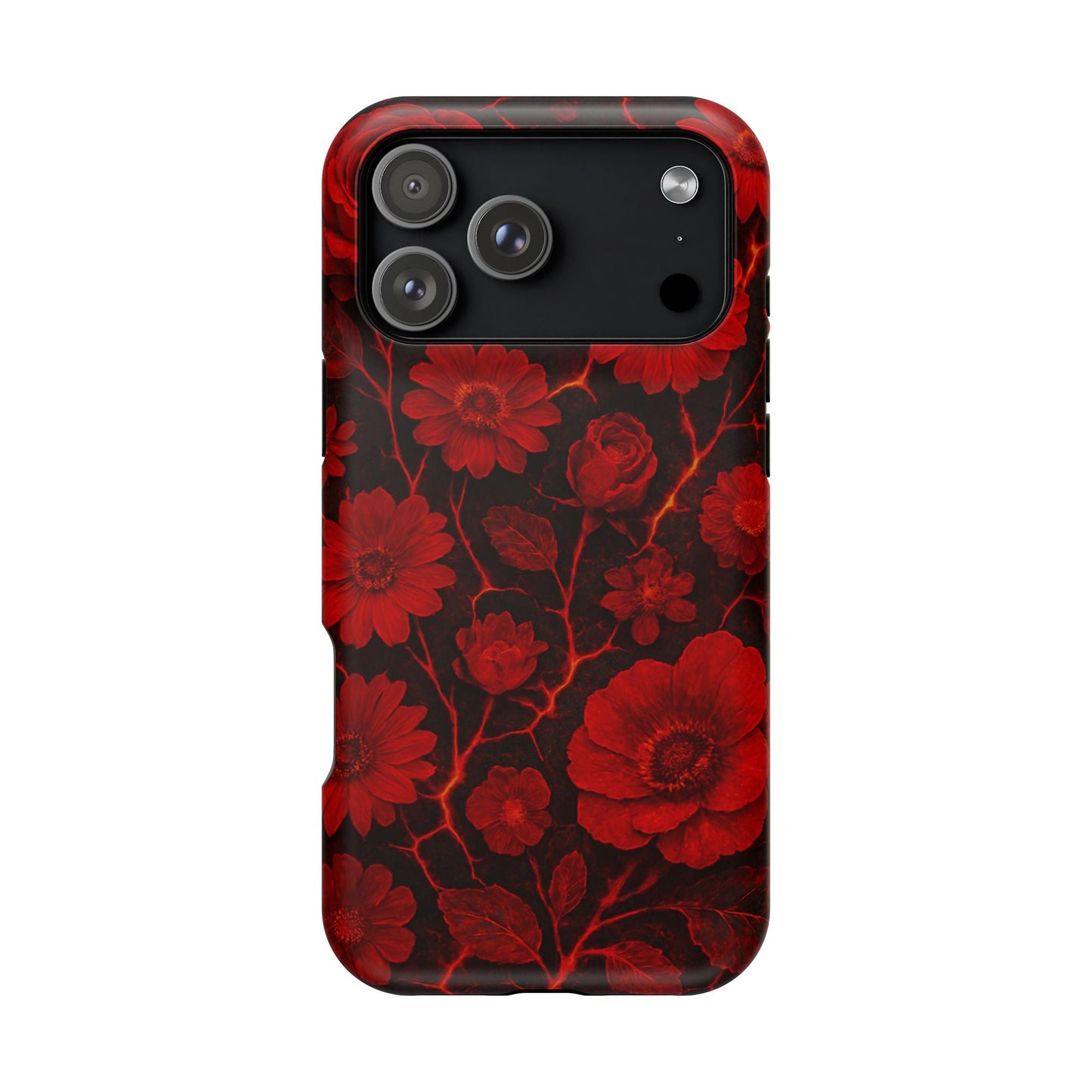 Melted Lava Dark Red Floral iPhone Case — MagSafe Compatible  Shamo's iPhone 17 Pro Max / Matte