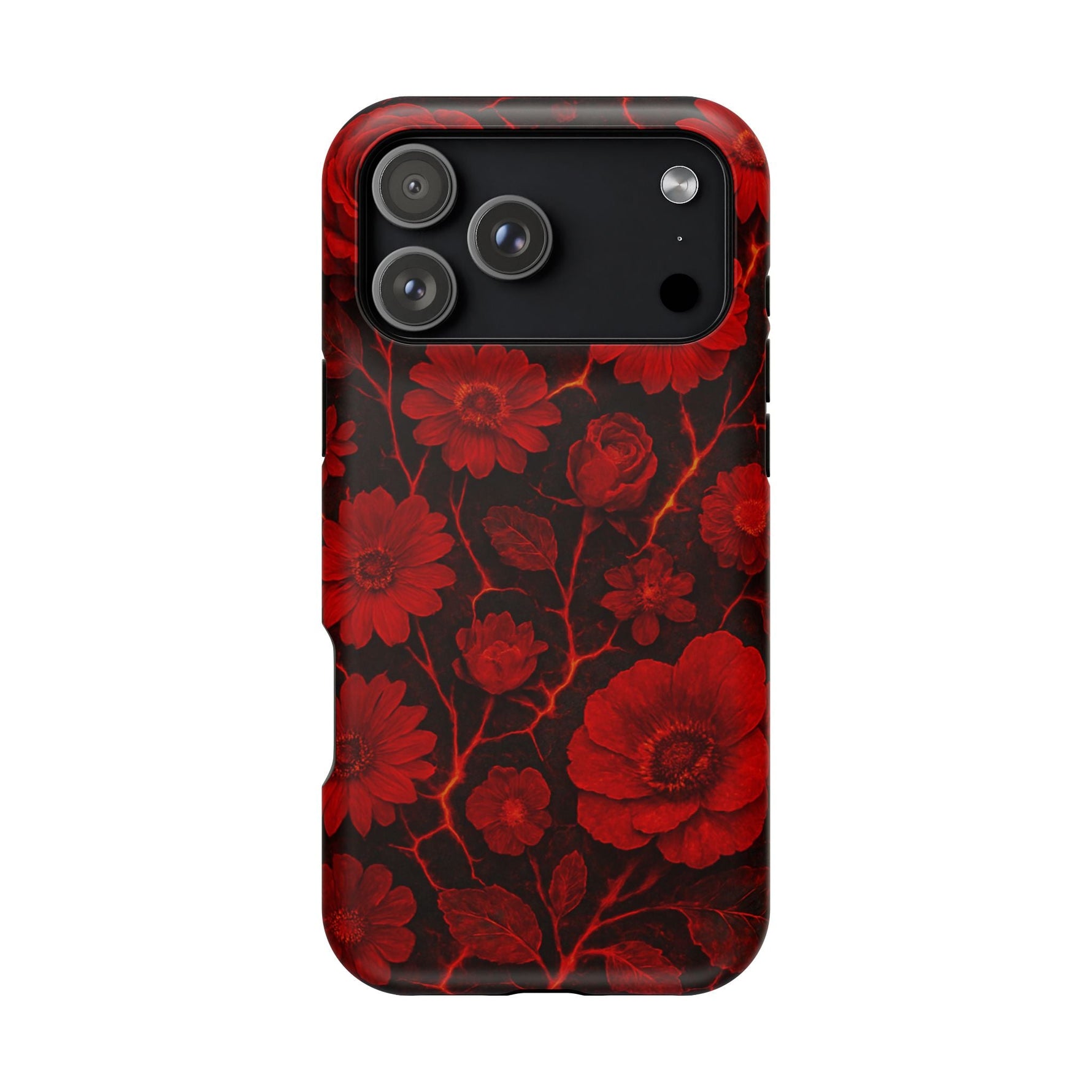 Melted Lava Dark Red Floral iPhone Case — MagSafe Compatible  Shamo's iPhone 17 Pro Max / Matte