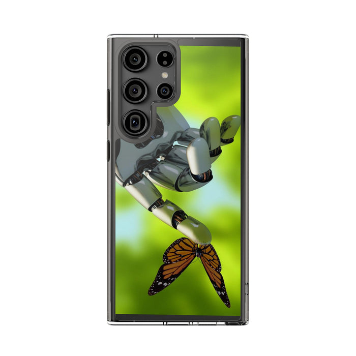 Clear Phone Cases with Robotic hand and Butterfly theme