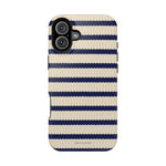 Navy & Cream Ribbed Holiday Sweater Design iPhone Case with MagSafe compatibility
