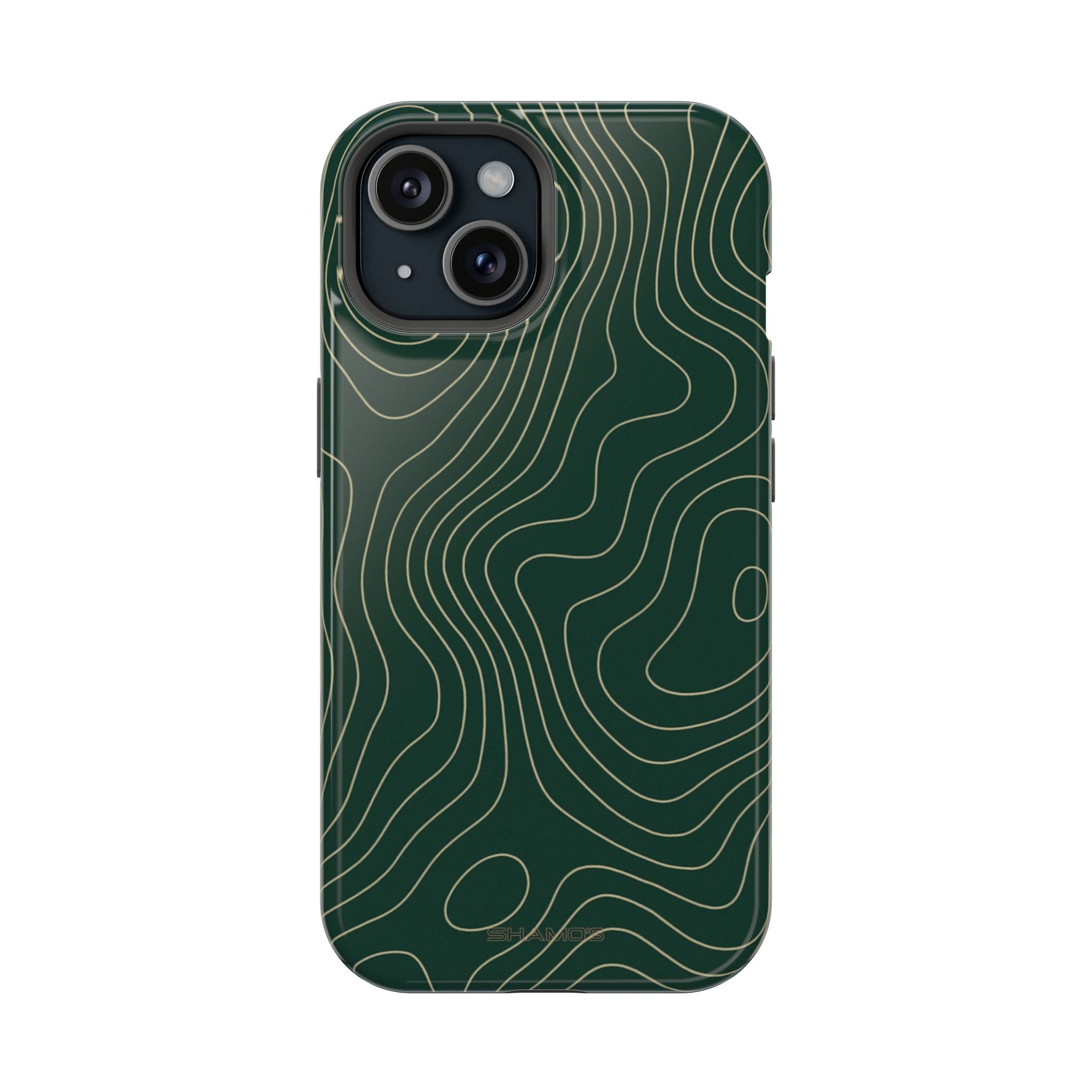 Topographic Green Magnetic Impact-Resistant iPhone Case | MagSafe compatible