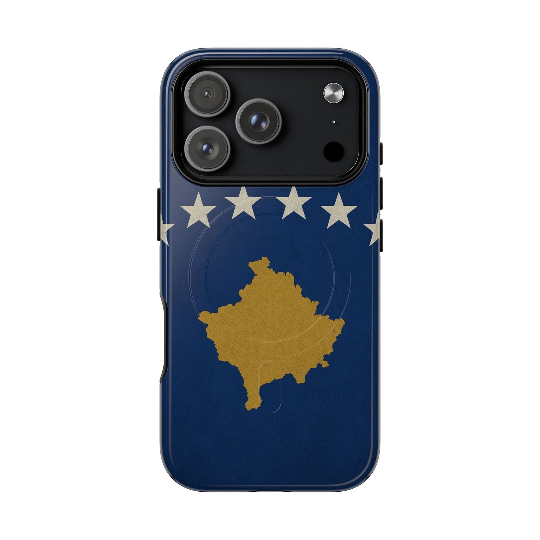 Kosovo Flag Tough iPhone Case — Navy Blue Stars & Gold Map (MagSafe compatible)  Shamo's iPhone 17 Pro / Glossy