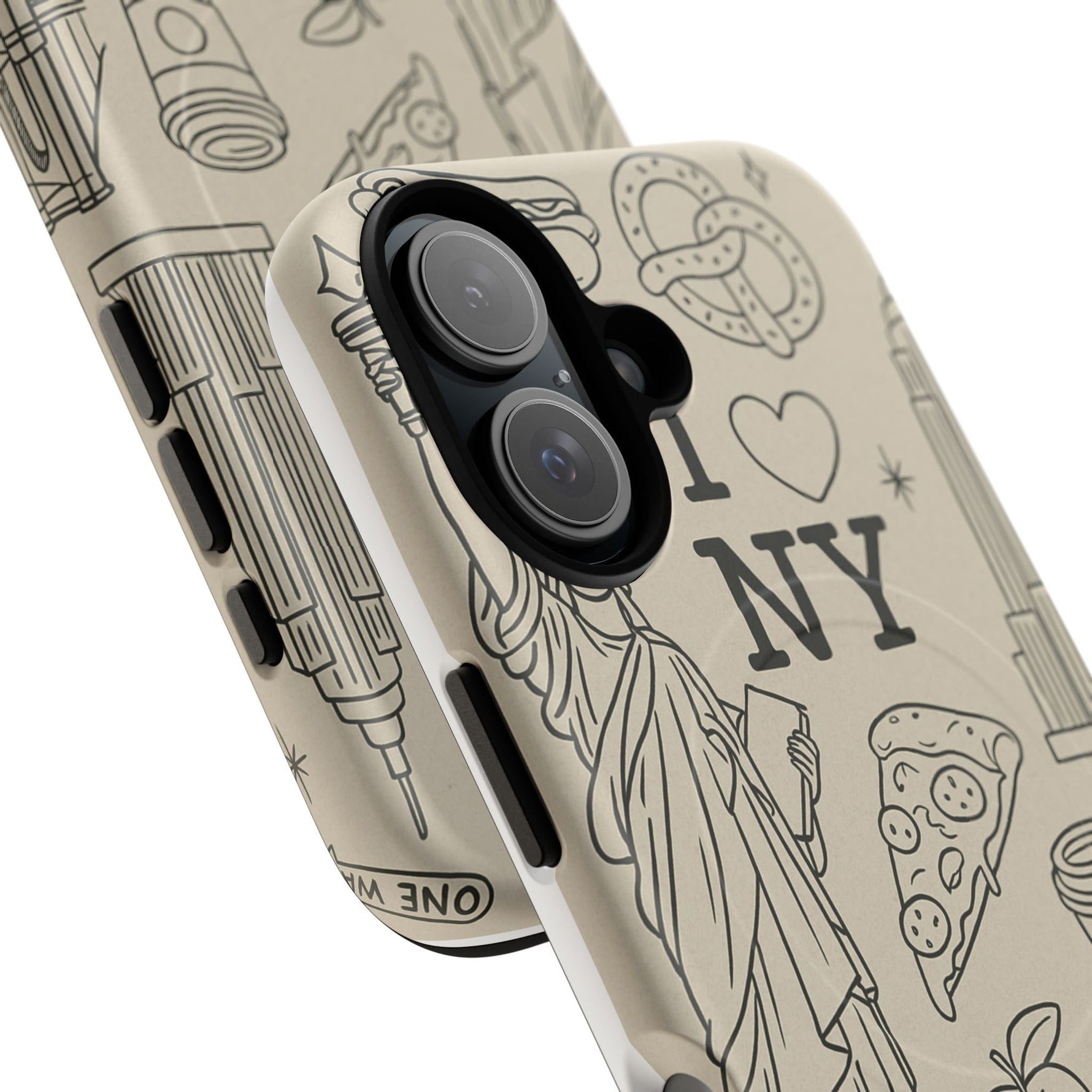 NY City Icons Tough iPhone Case — Statue of Liberty, Pizza & Taxi Pattern | Compatible with MagSafe  Shamo's