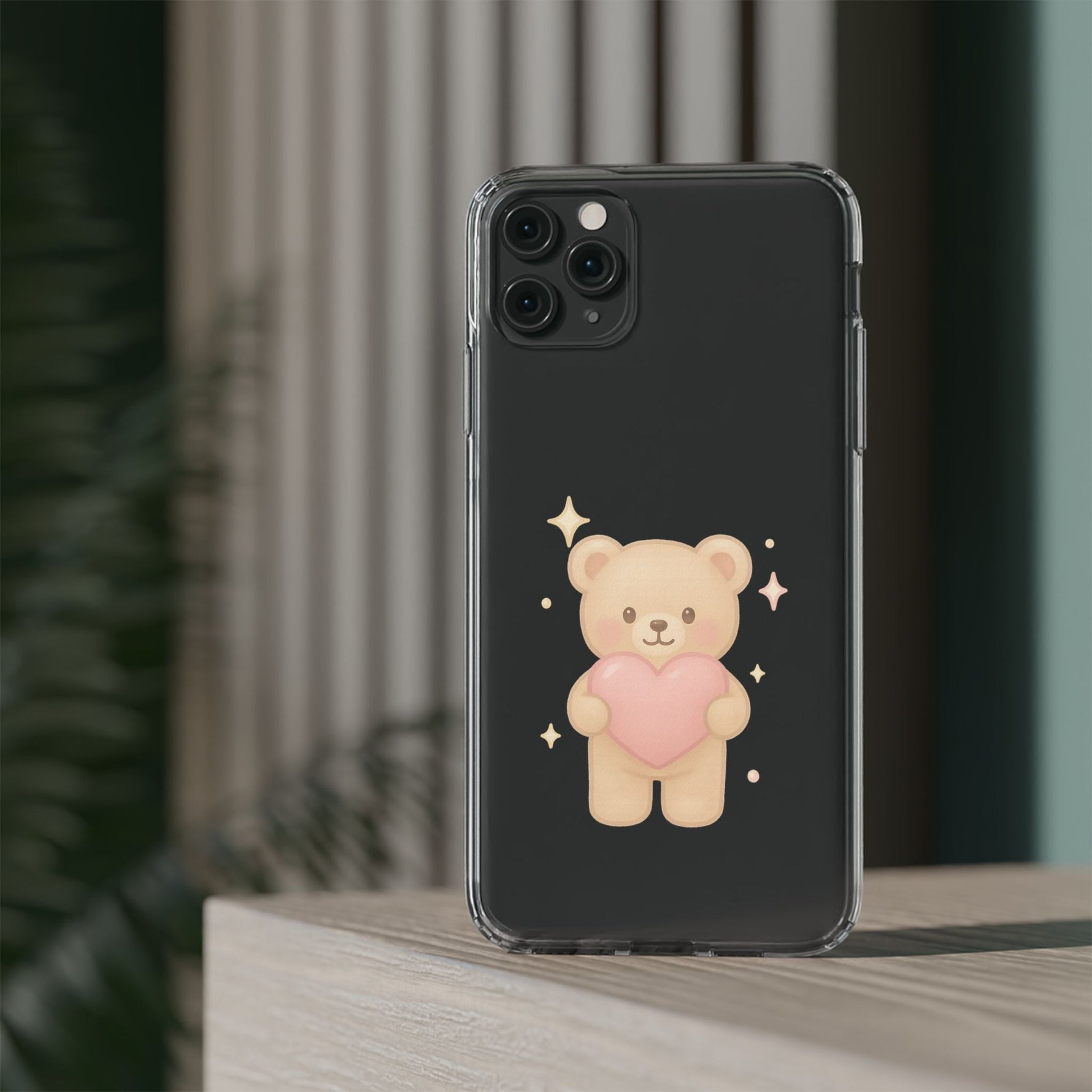 Romantic Teddy Bear Impact-Resistant iPhone Case with Heart Design  Shamo's