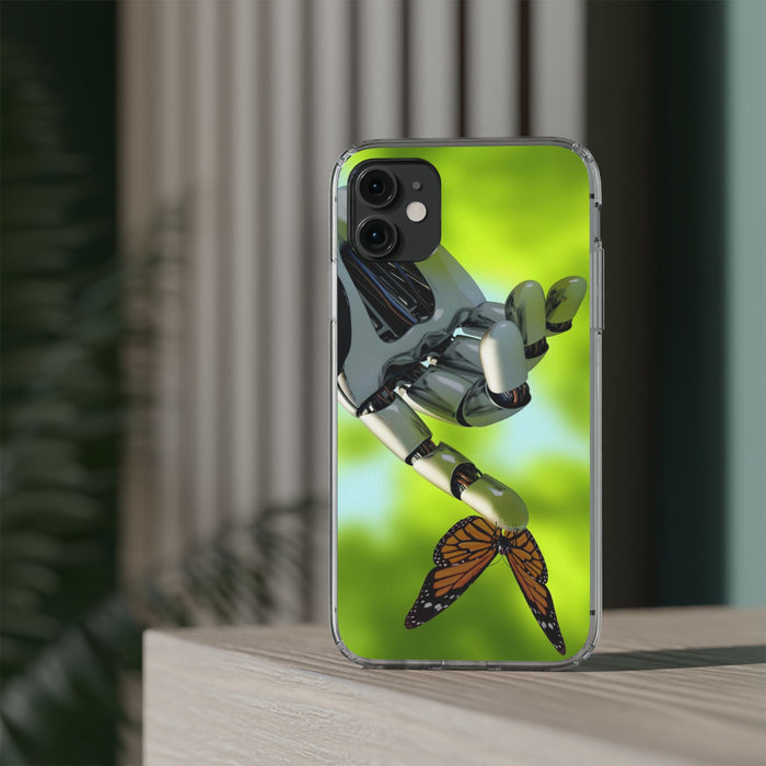 Clear Phone Cases with Robotic hand and Butterfly theme