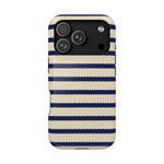 Navy & Cream Ribbed Holiday Sweater Design iPhone Case with MagSafe compatibility  Shamo's iPhone 17 Pro / Glossy