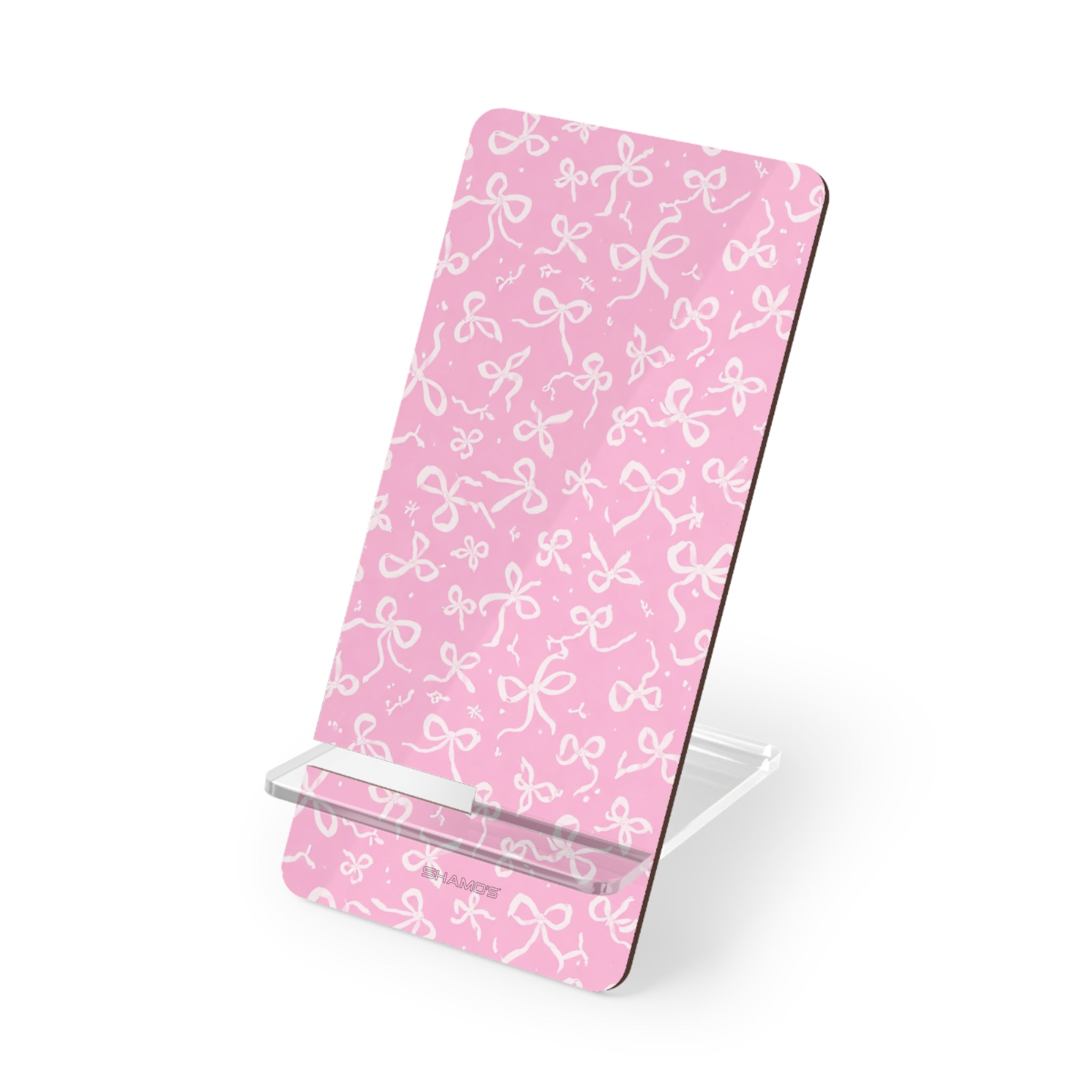 Pink Ribbon Pattern Phone Stand – Foldable Mobile Display Stand