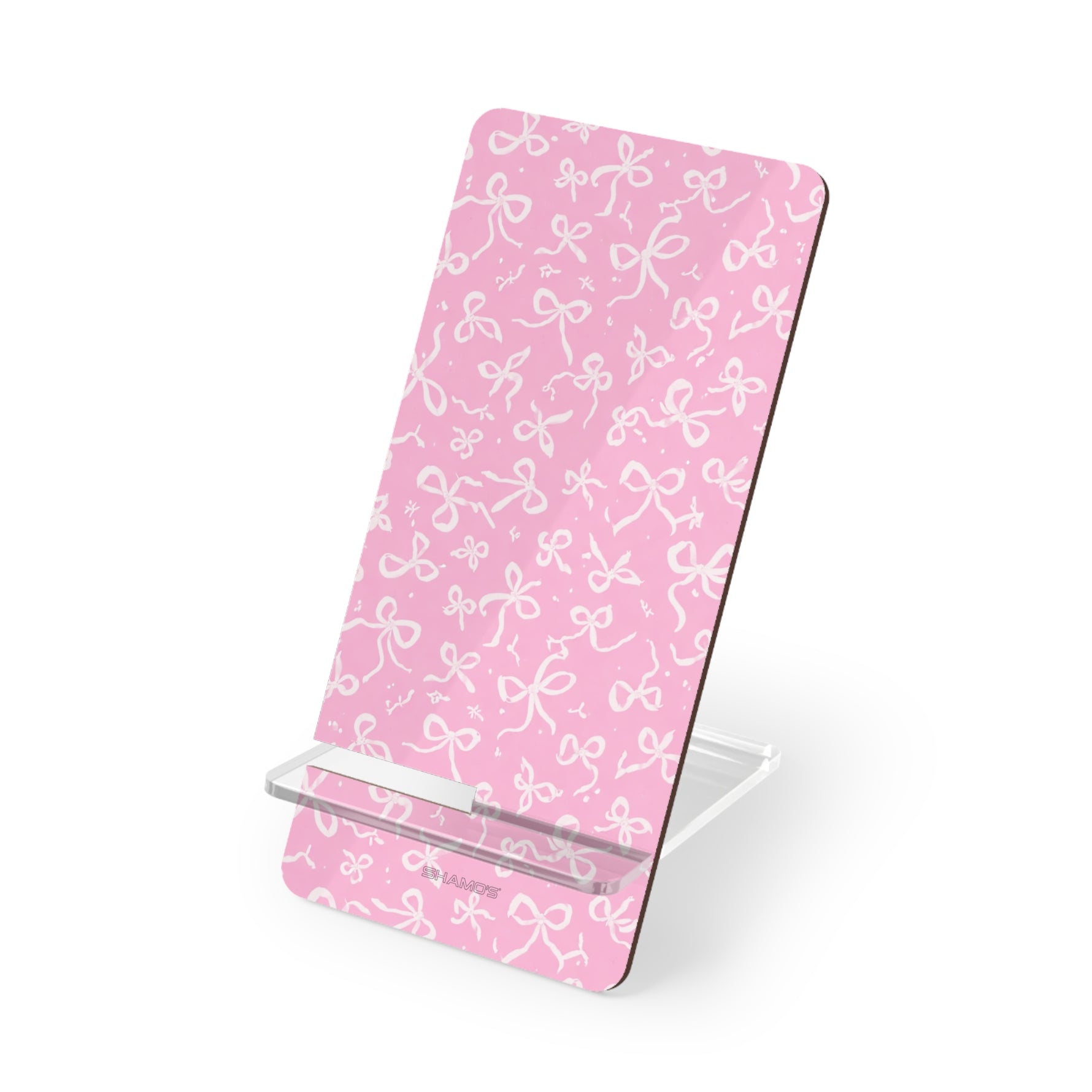 Pink Ribbon Pattern Phone Stand – Foldable Mobile Display Stand