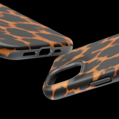 Leopard Print Impact-Resistant iPhone Case with MagSafe compatibility