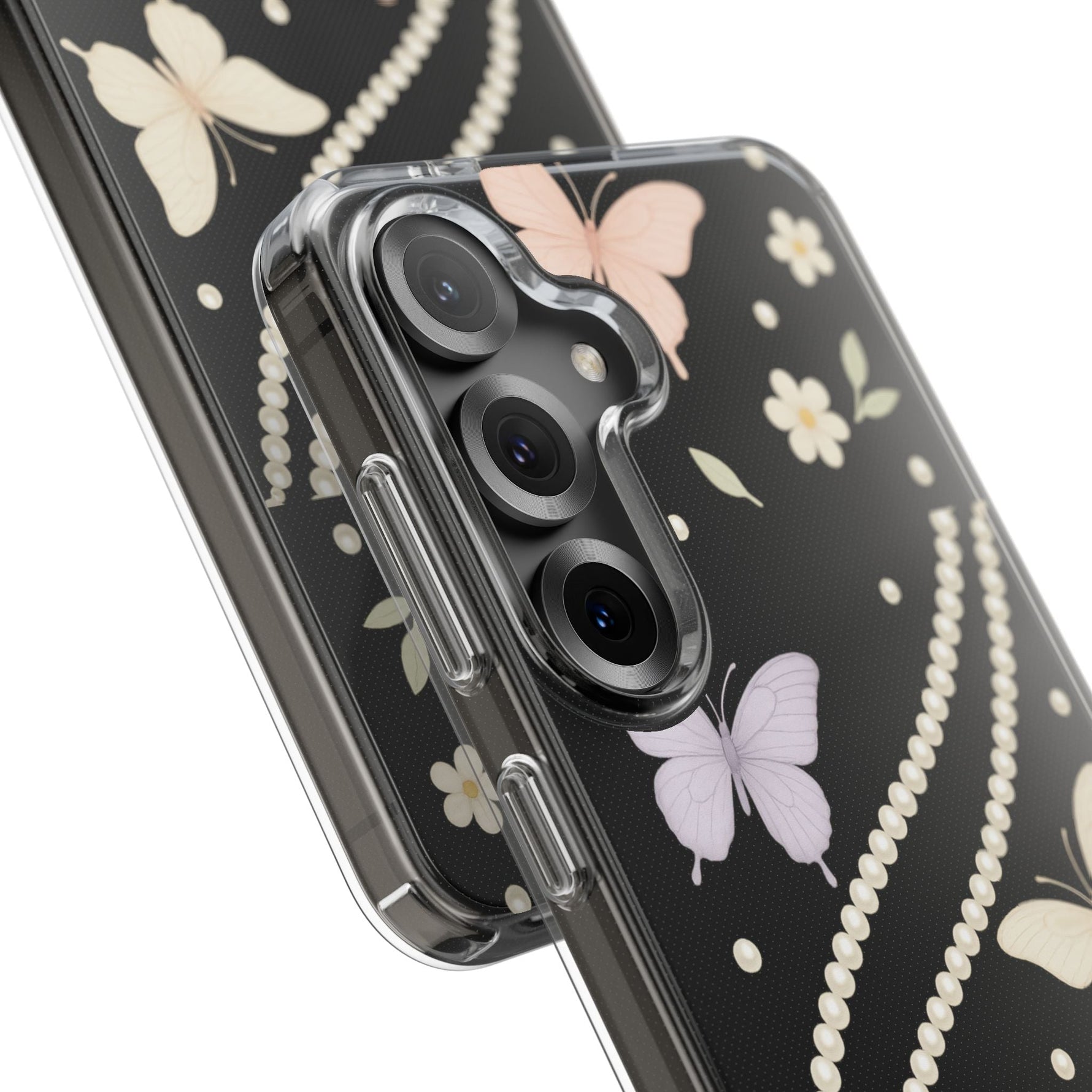 Butterfly Pearl Impact-Resistant Clear iPhone Case  Shamo's