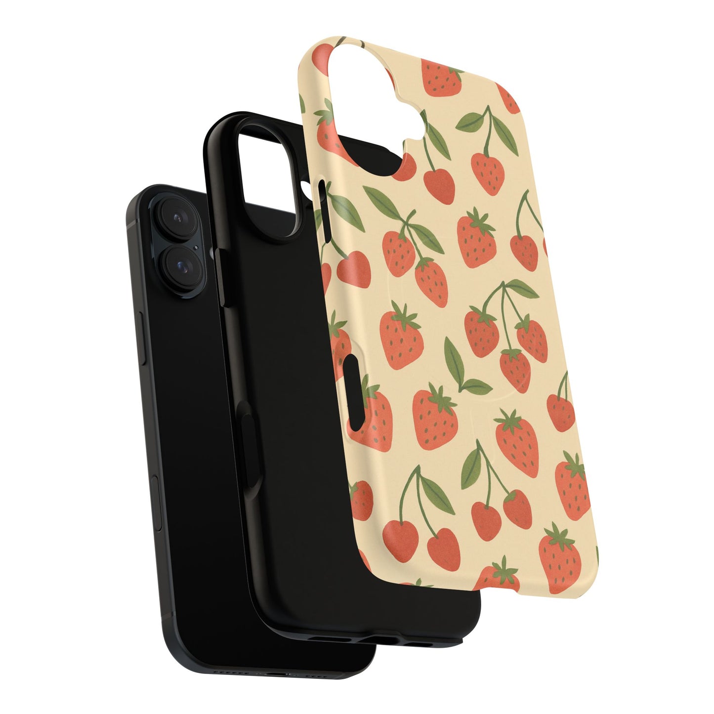 Strawberry Cherry Fruit Pattern iPhone Case | MagSafe Compatible