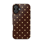 Polka Dot iPhone Case — Brown & Cream MagSafe Protective Cover