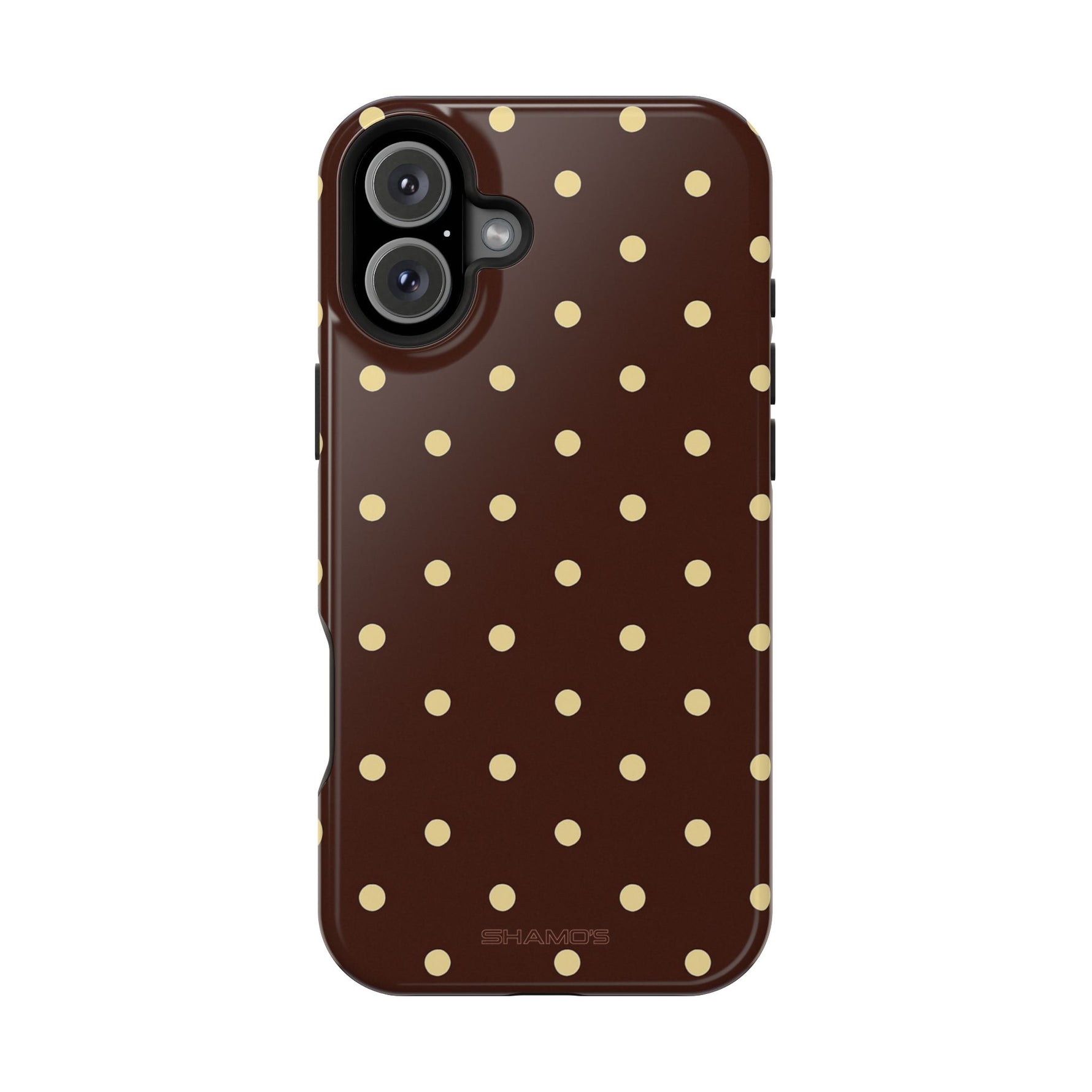 Polka Dot iPhone Case — Brown & Cream MagSafe Protective Cover