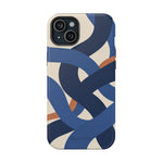 Indigo Loom MagSafe Phone Case – Blue & Ivory Abstract Woven Pattern