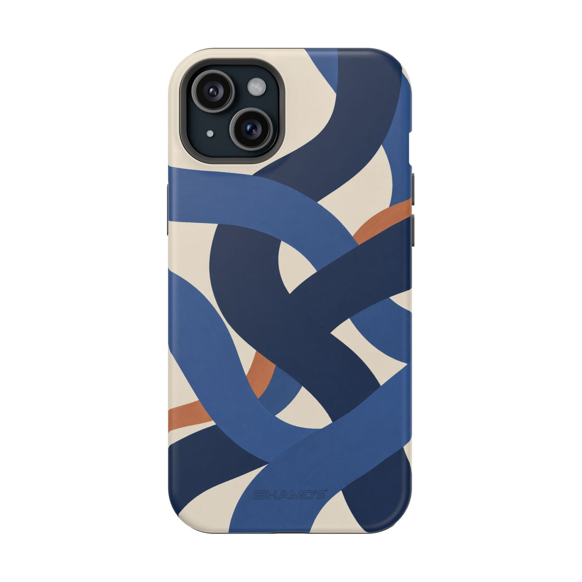 Indigo Loom MagSafe Phone Case – Blue & Ivory Abstract Woven Pattern