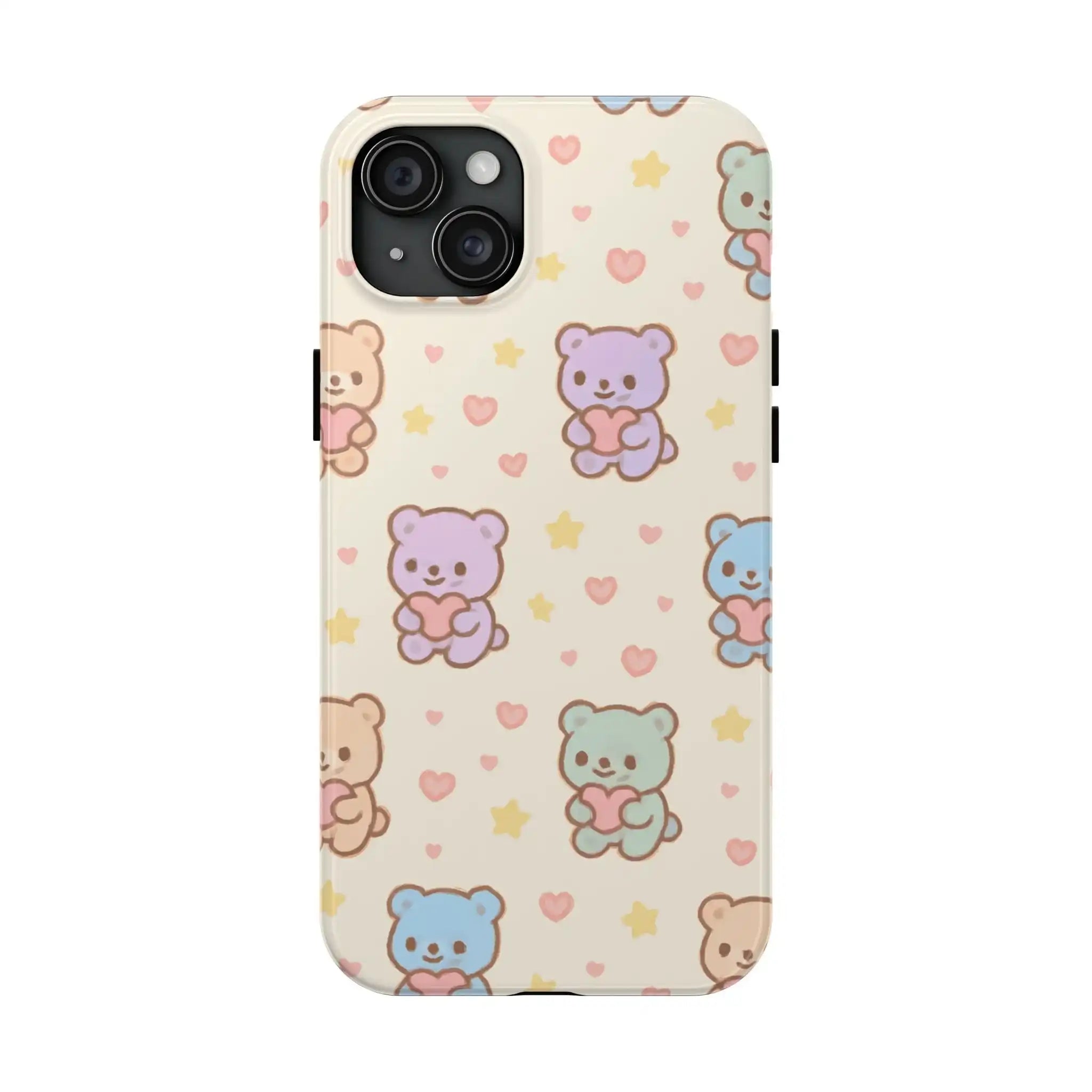Cute Pastel Bear Impact Phone Case | Heart & Star Kawaii Pattern  Shamo's iPhone 15 Plus