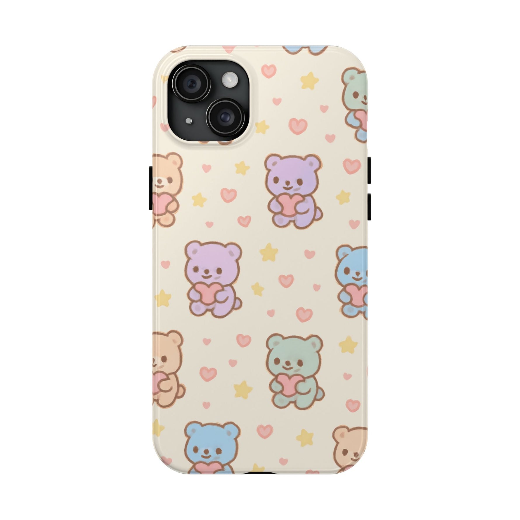 Cute Pastel Bear Impact Phone Case | Heart & Star Kawaii Pattern  Shamo's iPhone 15 Plus