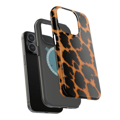 Leopard Print Impact-Resistant iPhone Case with MagSafe compatibility