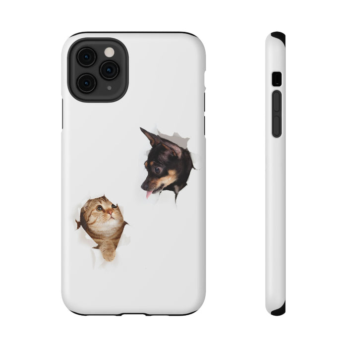 Impact-Resistant Cases with a cat and a dog