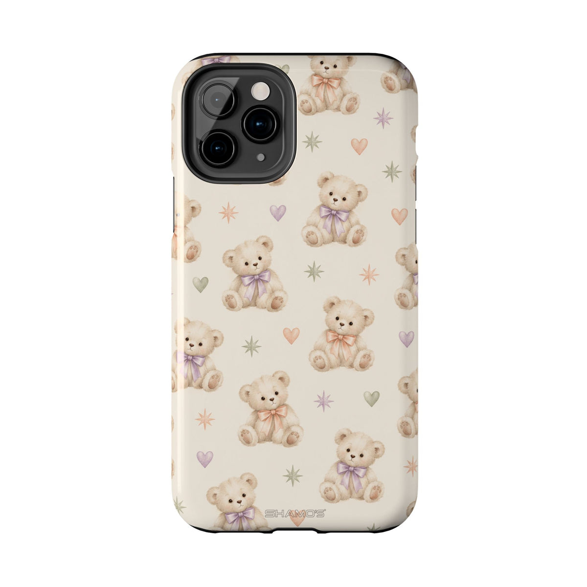 Cute Pastel Bear Impact Phone Case | Heart & Star Kawaii Pattern