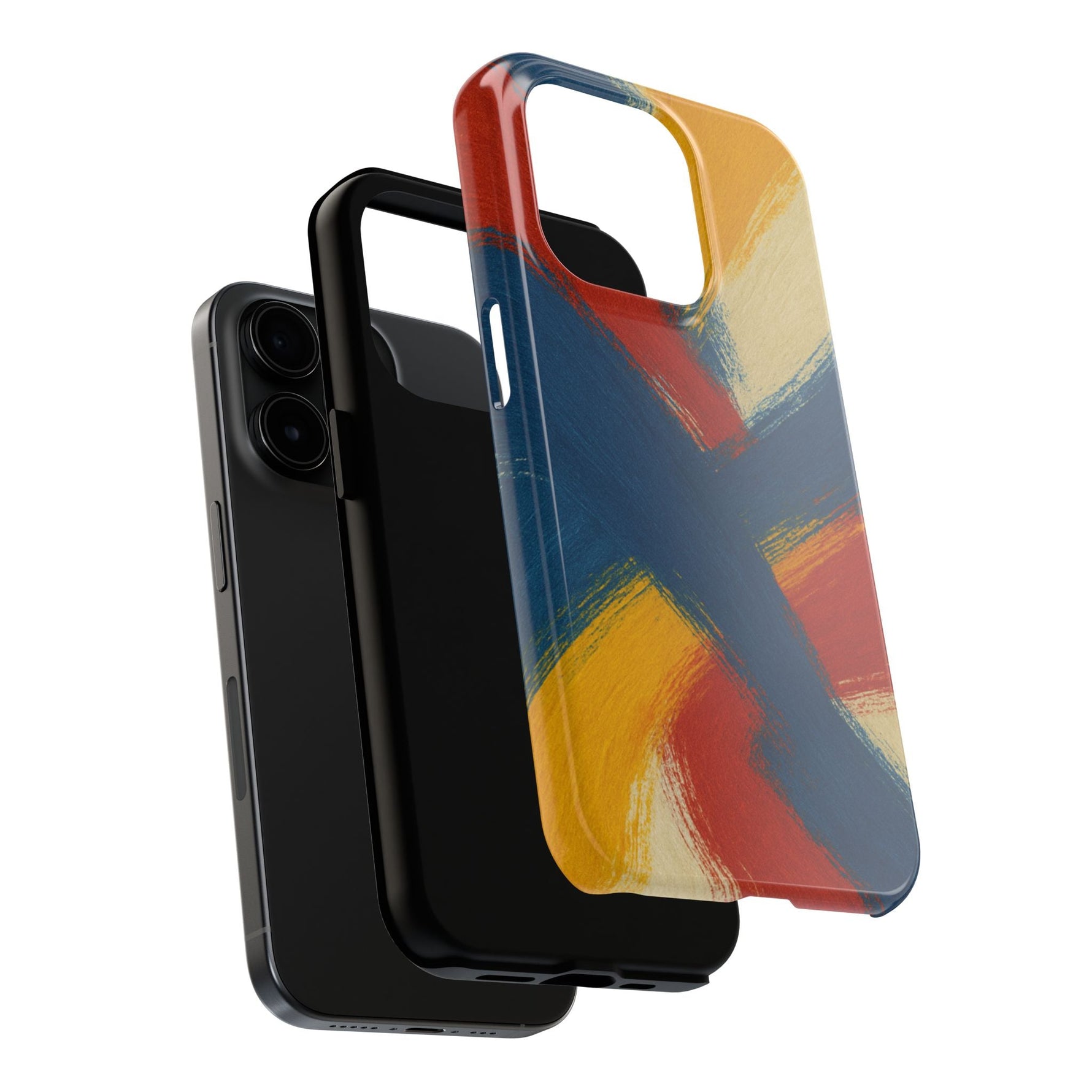 Abstract Brushstroke Tough Phone Case — Colorful Red, Blue & Yellow Protective Cover  Shamo's