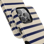 Navy & Cream Ribbed Holiday Sweater Design iPhone Case with MagSafe compatibility
