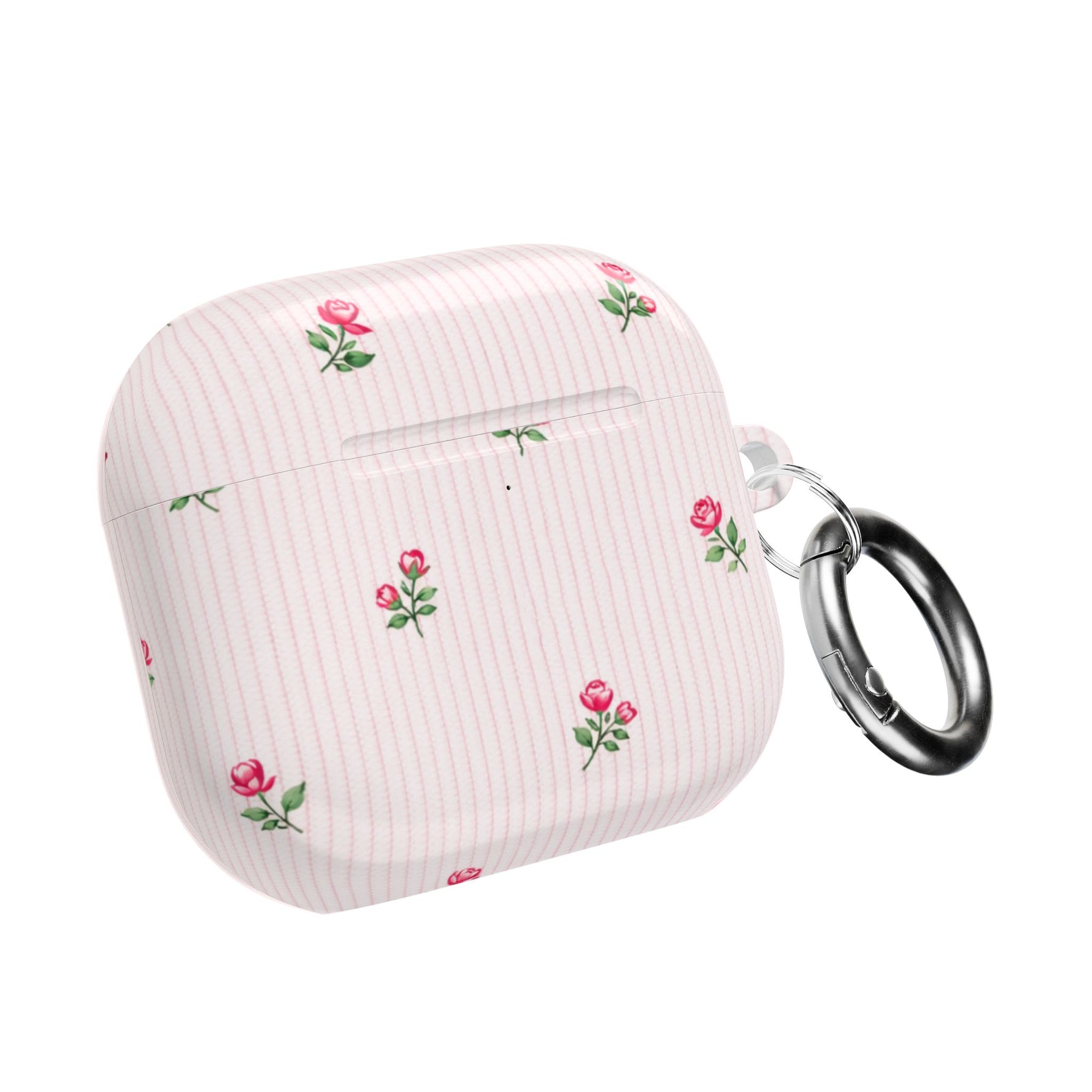 AirPod Case - Pink Striped Floral Rose Protective Cover