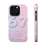 6 7 Viral TikTok Trend Pastel Aesthetic Magnetic Impact-Resistant iPhone Case, Personalizable Text and MagSafe Compatible