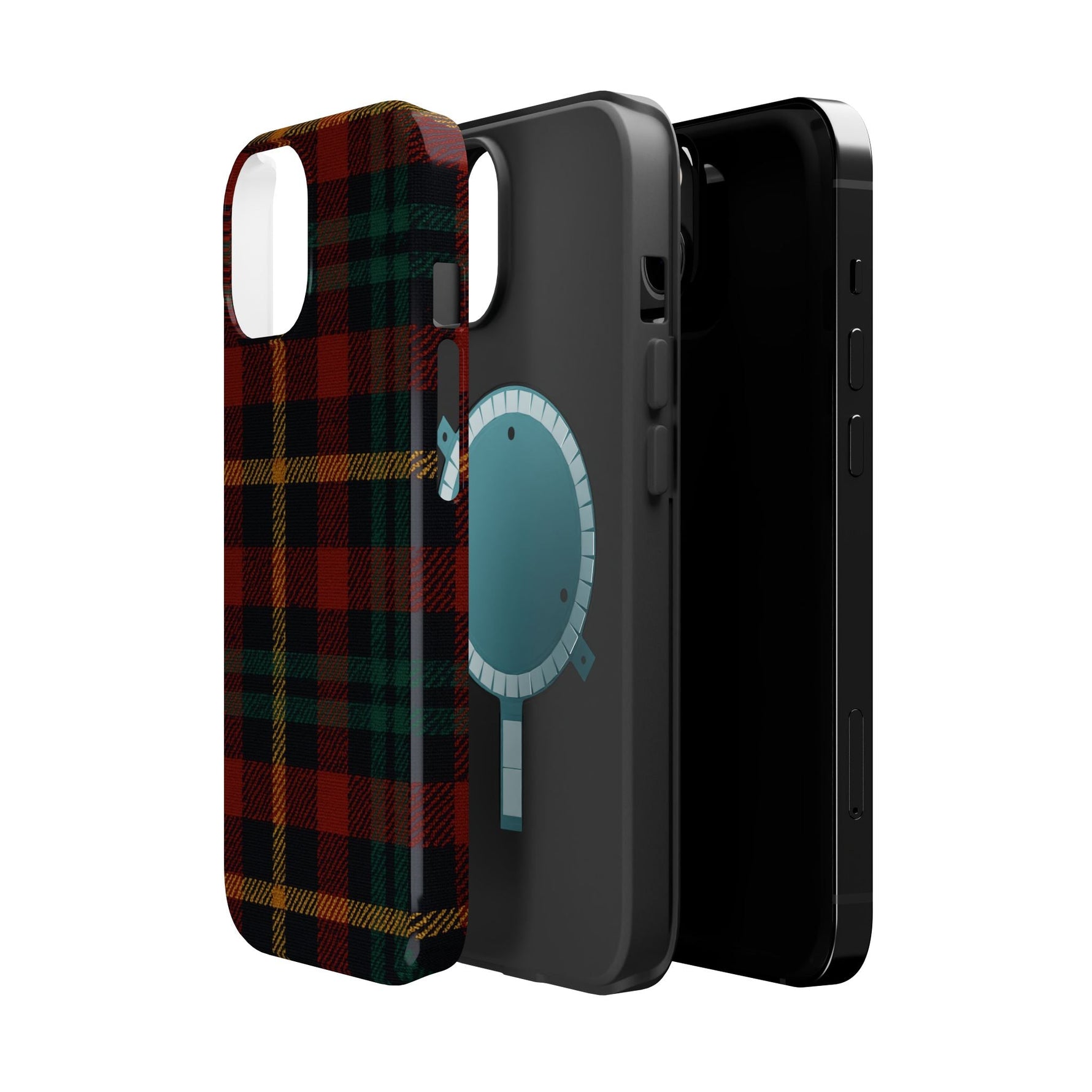 Plaid Impact-Resistant iPhone Case — Red Green Tartan Holiday Theme with MagSafe  Shamo's