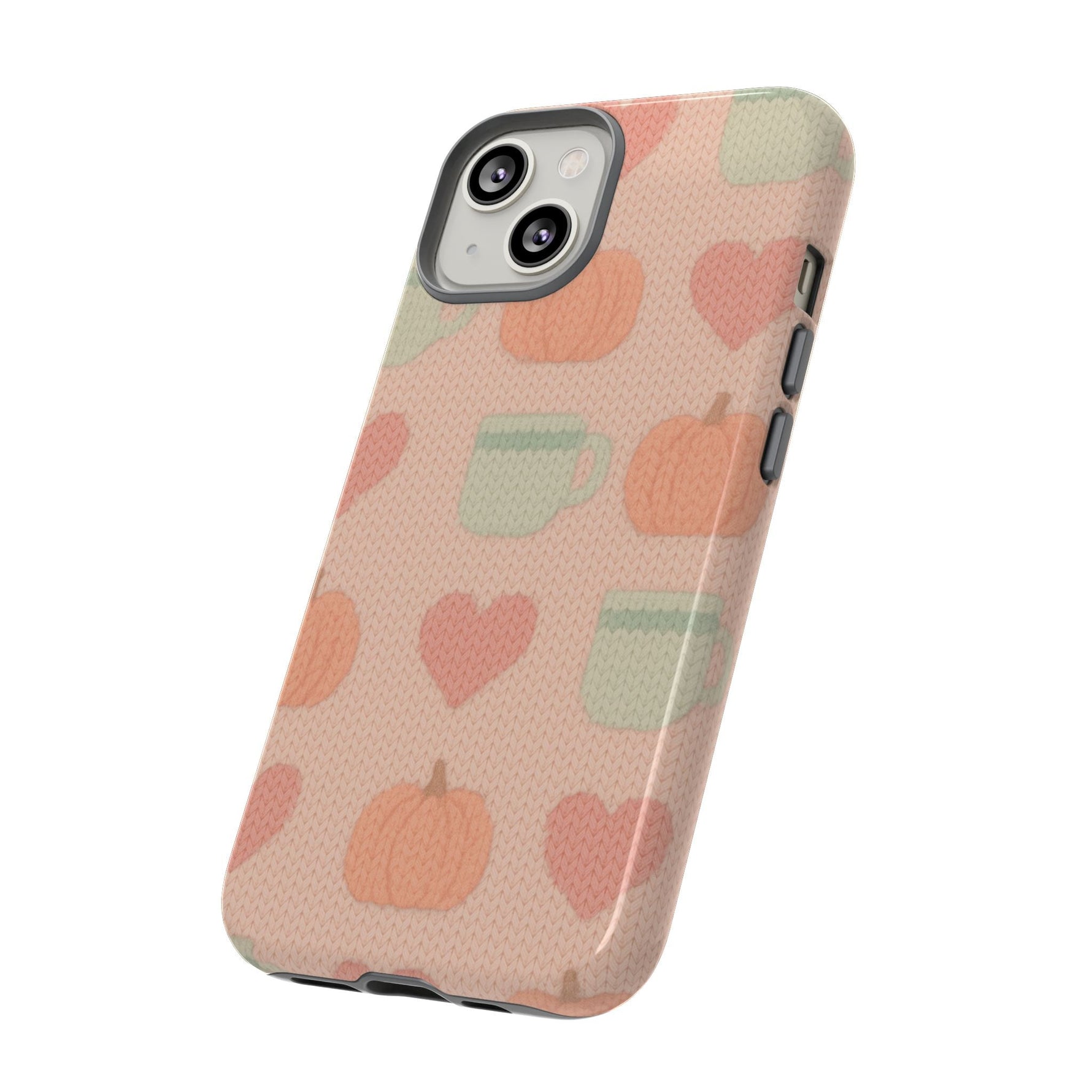 Autumn Cozy iPhone Case – Pumpkin, Heart & Coffee Cup Pattern  Shamo's