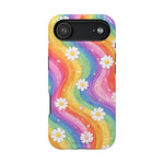 Funda de teléfono resistente a impactos con efecto cascada de colores Rainbow Daisy