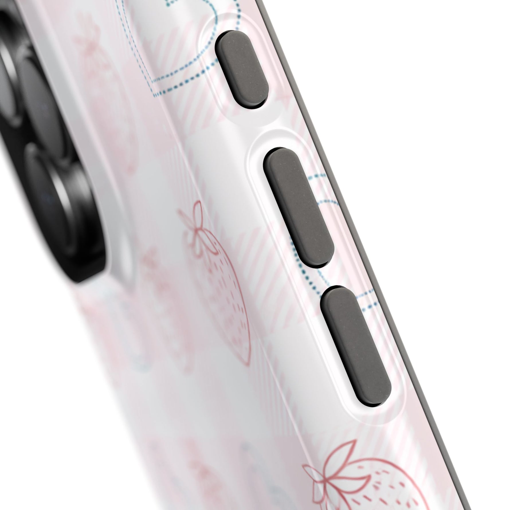 Strawberry Hearts MagSafe Compatible Phone Case | 'Paint it your way' Pink Plaid Impact-Resistant