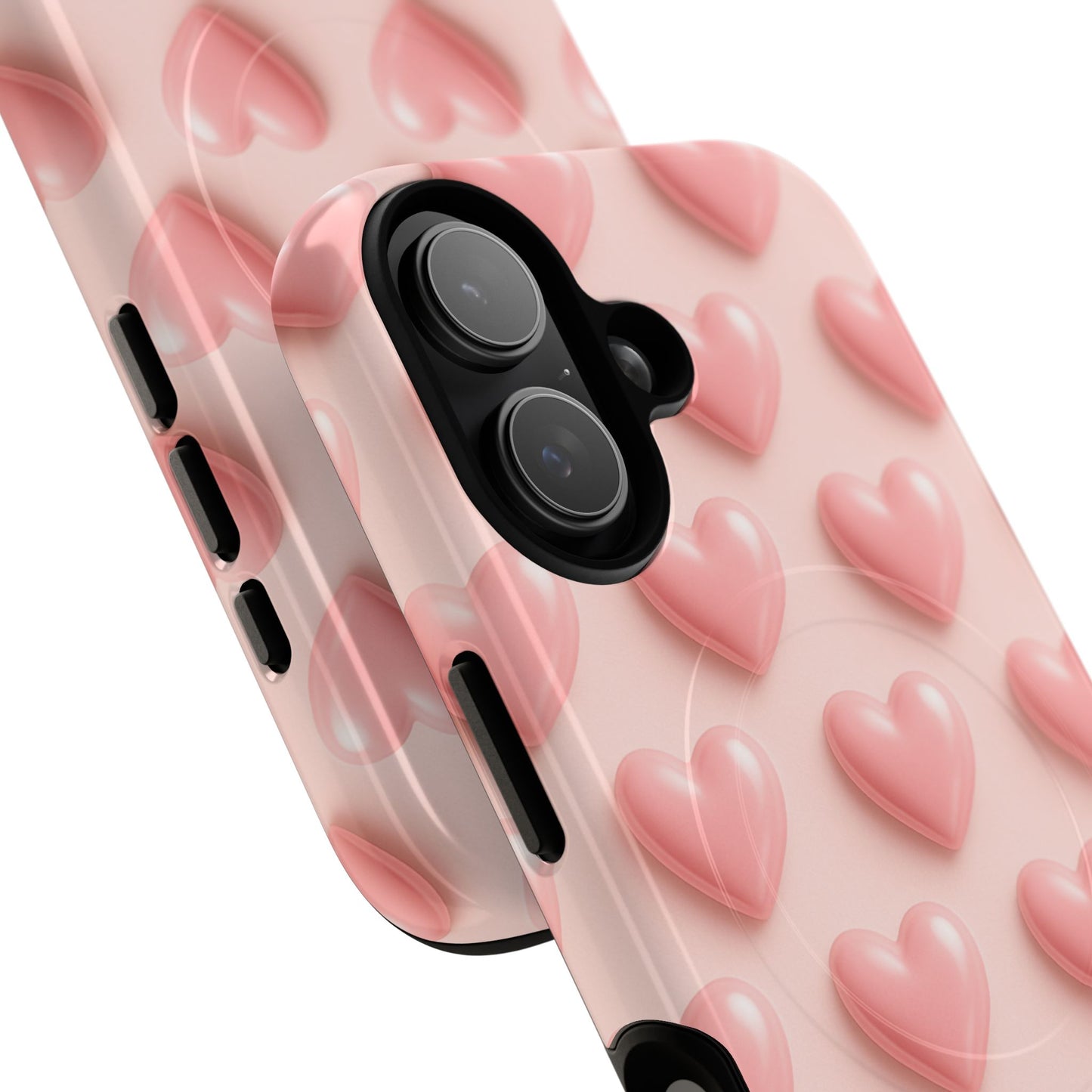 Baby Pink Pearl Hearts 3D iPhone Case | MagSafe