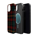 Plaid Impact-Resistant iPhone Case — Red Green Tartan Holiday Theme with MagSafe  Shamo's
