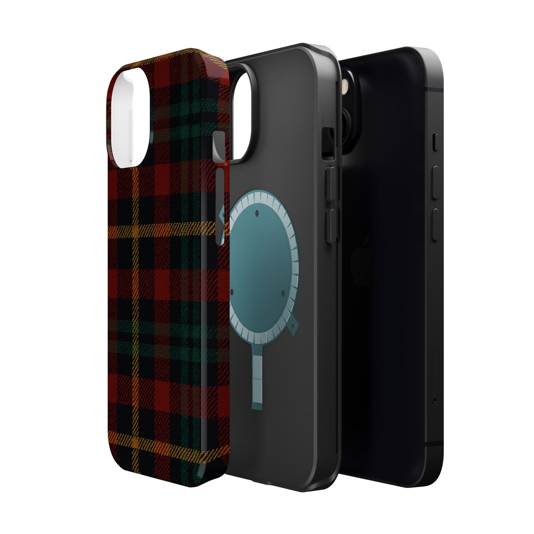 Plaid Impact-Resistant iPhone Case — Red Green Tartan Holiday Theme with MagSafe  Shamo's