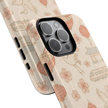 Japan Hand-Drawn Cherry Blossom iPhone Case with MagSafe