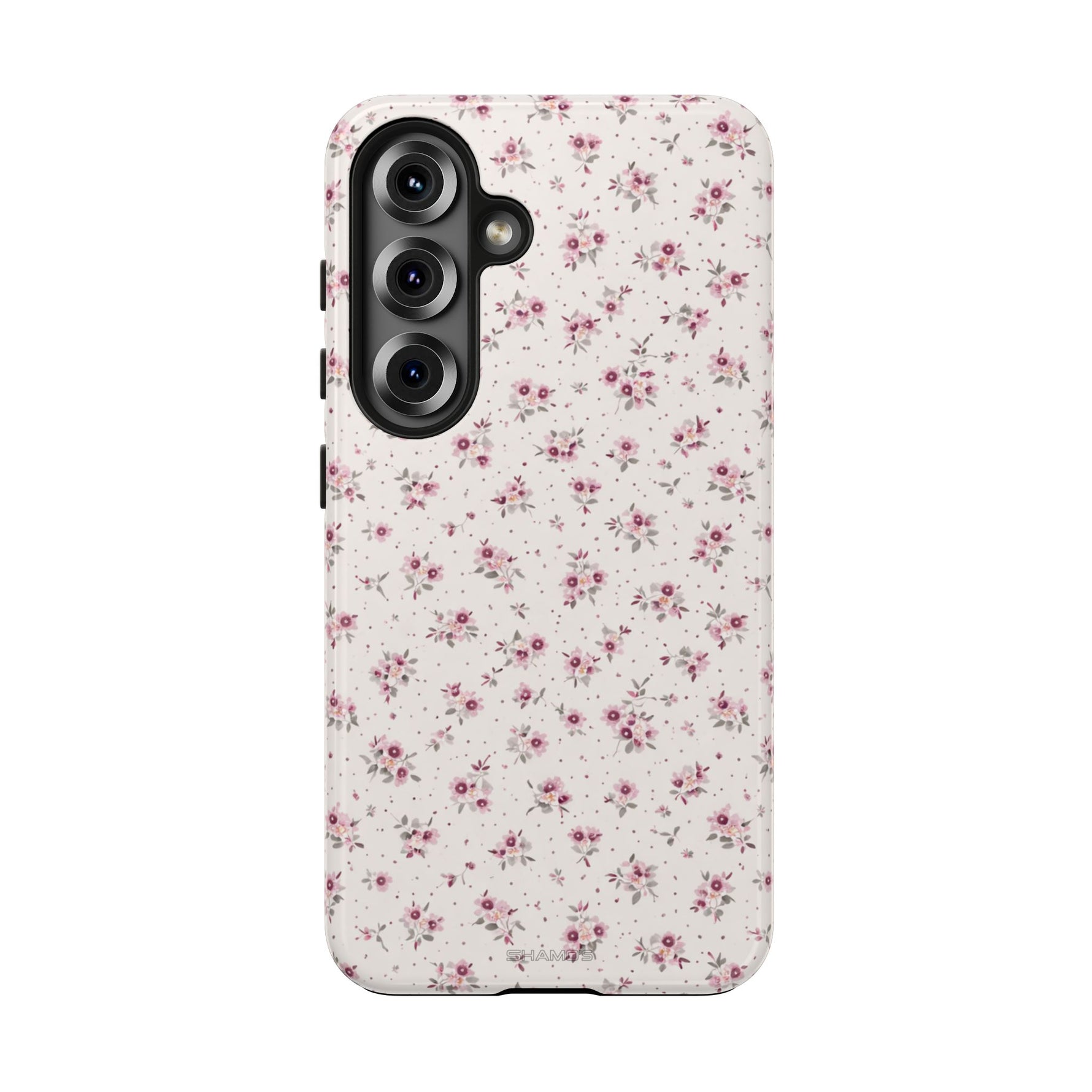 Rosebud Floral Tough iPhone Case — Pink Vintage Flower Protective Cover - Samsung Galaxy S25 - Shamo's