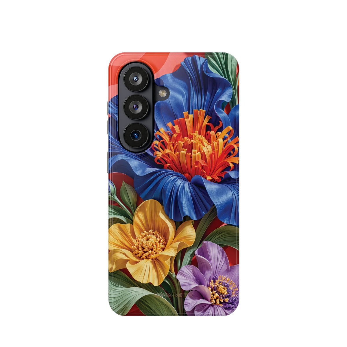Electric Paradise MagSafe Phone Case – Cobalt Floral & Coral Waves | Glossy