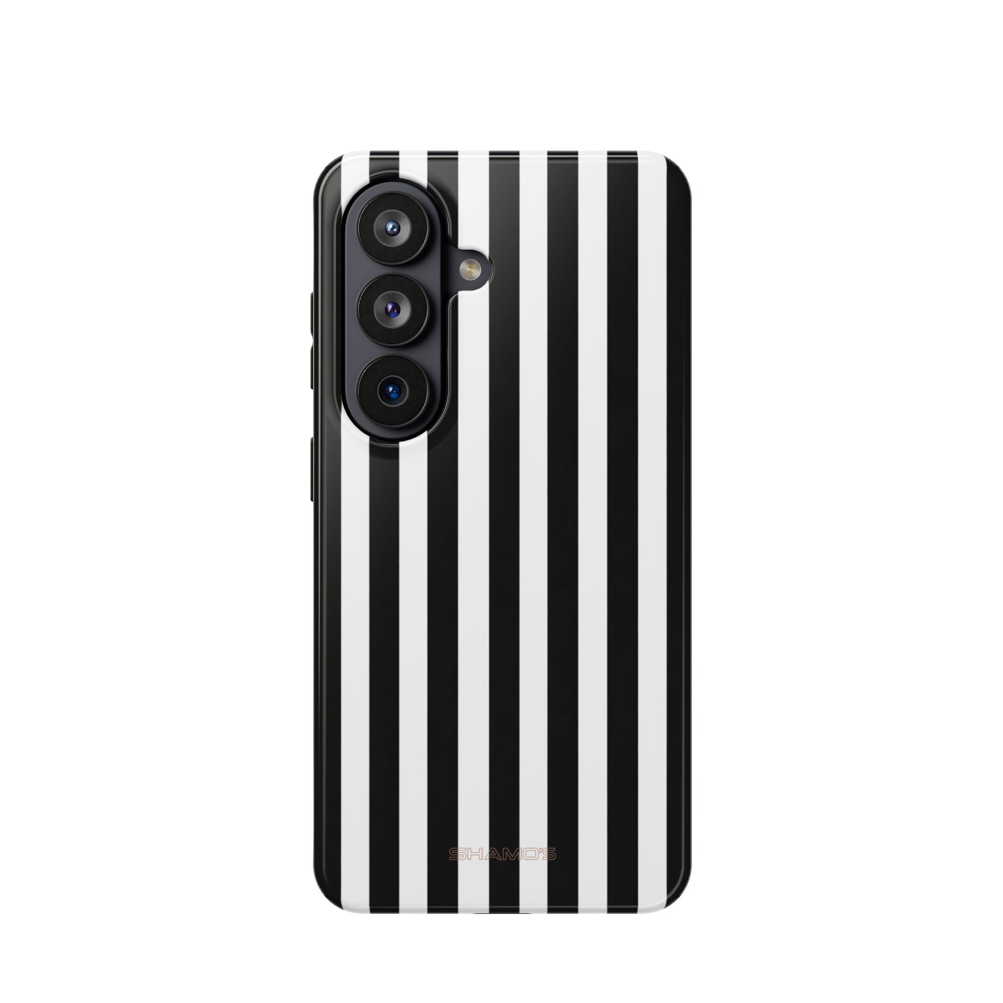 Striped MagSafe Compatible Magnetic Impact-Resistant Phone Case | Black & White Vertical Stripe (Noir Blanc) - Samsung Galaxy S26 / Glossy - Shamo's