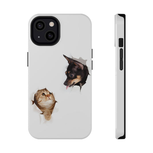 Impact-Resistant Cases with a cat and a dog
