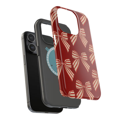 Holiday Red Bow iPhone Case — Impact‑Resistant iPhone Cover with MagSafe compatibility