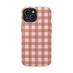 Prairie Gingham MagSafe Phone Case, glossy iPhone 15, rear view